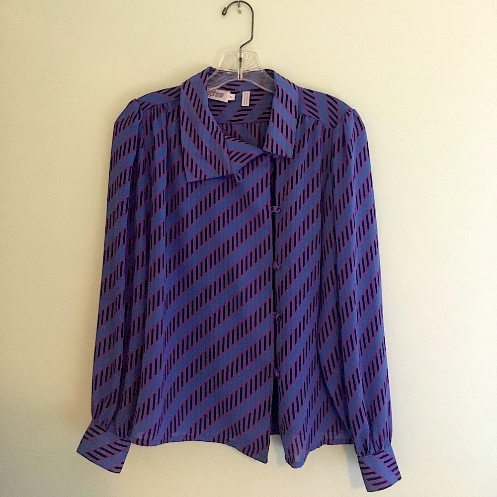Vintage asymmetrical patterned blouse